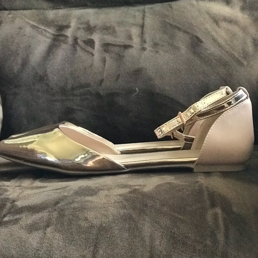 ✨NEW, Pointed Toe D'orsay Flats Rose Gold, 6 - Picture 6 of 8